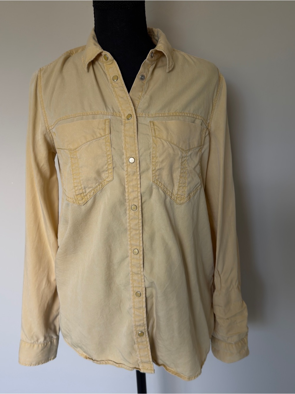Vintage Express Boyfriend Shirt in Light Yellow XS